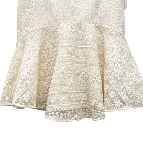 NWT Rachel Parcell Cream Embroidered Flounce Skirt Beige Swan Size Small NEW - Picture 6 of 16